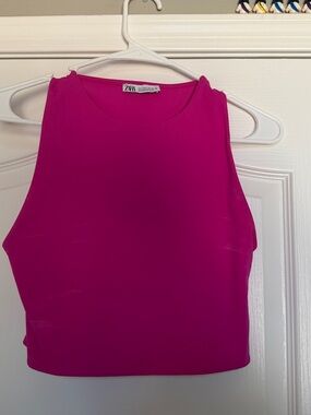 Zara Hot Pink Sleeveless Crop Top